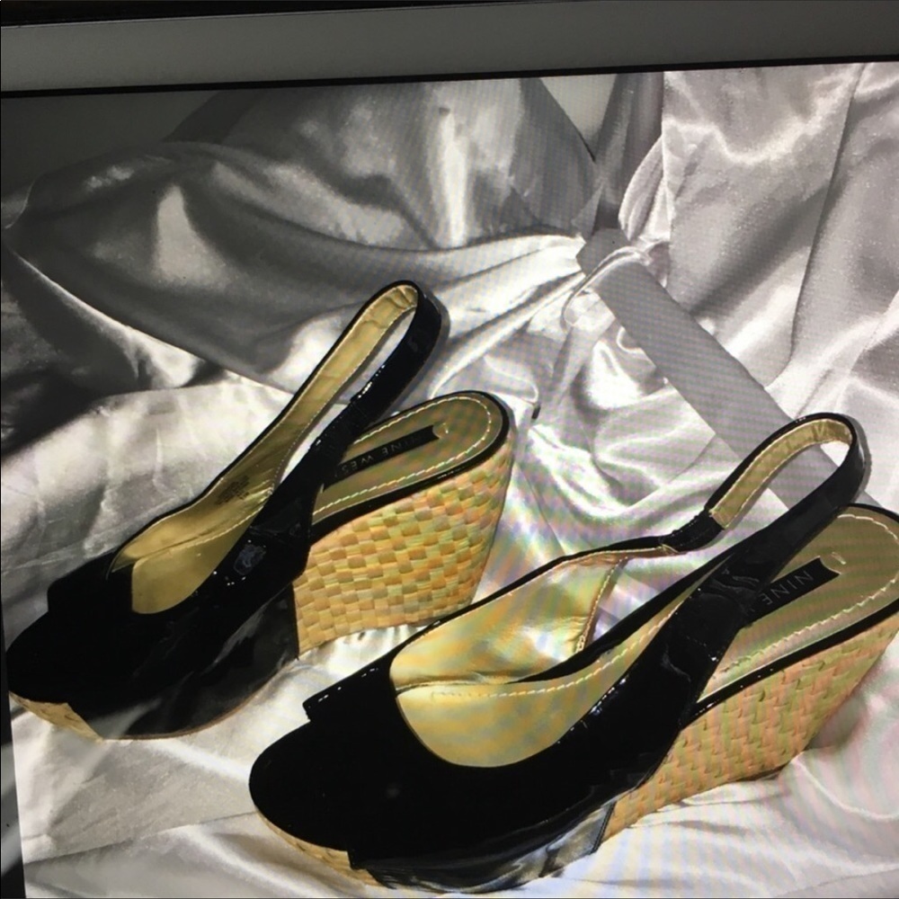 Nine west open toe slingback wedges
